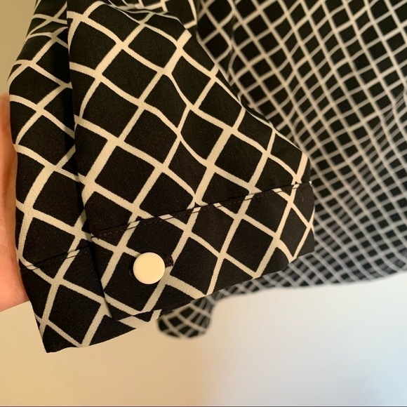 The Limited Boatneck Blouse Black White Checkered - Picture 5 of 9